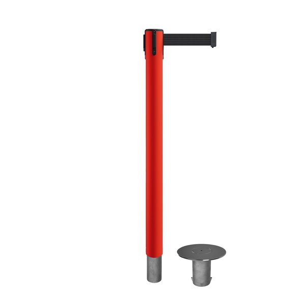 Montour Line Removable Safety Stanchion Belt Barrier Red Post 16ft.Black Belt MSX650R-RD-BK-160